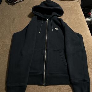 Abercrombie-fitch Men's Navy Blue and Black Hoodie
